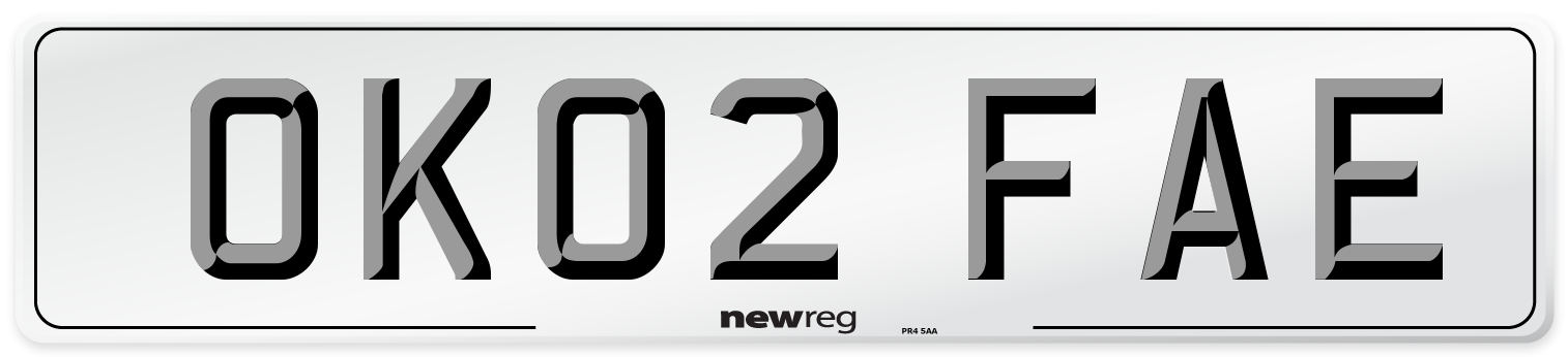 OK02 FAE Number Plate from New Reg
